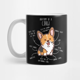 Red Headed Tri Corgi Dog Anatomy Mug